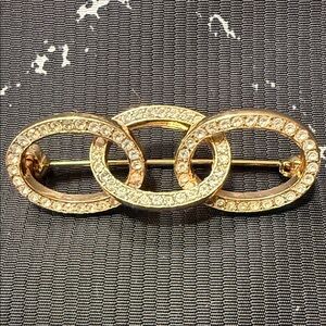 Christian Dior Elegant Gold Crystal Brooch